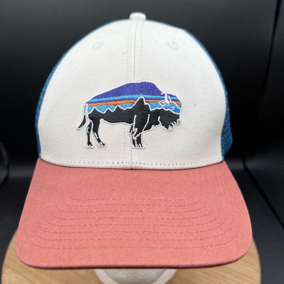 Patagonia Fitz Roy Bison Buffalo Color Blocked Trucker Mesh Snapback Hat Cap - Picture 2 of 11